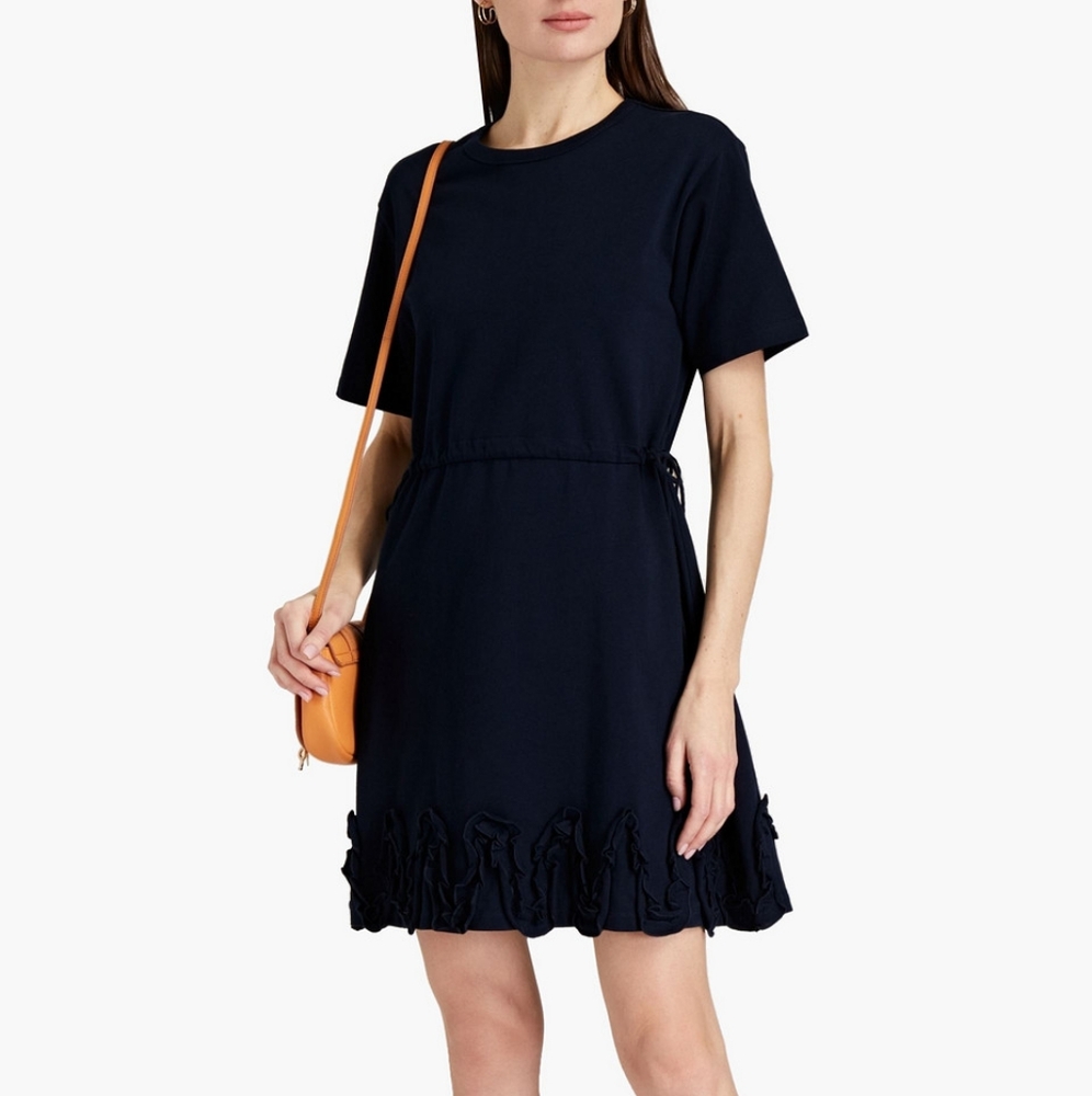 See by Chloe navy Blue Drawstring Jewel Neck Casual Dress Size XS
